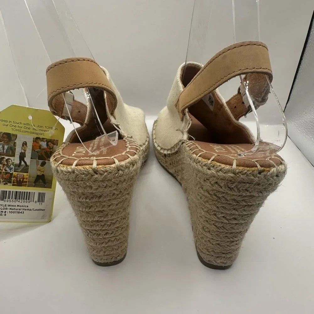 Tom’s Women's Monica Natural Hemp Cream Wedges Size 8 NWT